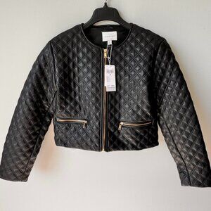 NWT Jason Wu Quilted Faux Leather Zip Front Jacket